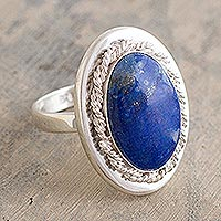 Lapis lazuli cocktail ring, 'Cachet' - Artisan Crafted Lapis Lazuli Ring