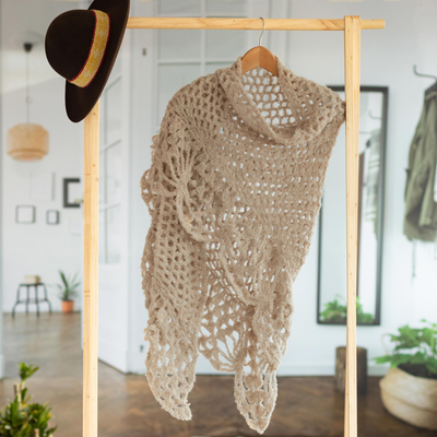 Hand-crocheted alpaca-blend shawl, Soft Touch