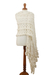 Alpaca blend shawl, 'Ivory Cascade' - Soft Ivory Boucle Shawl in Alpaca Blend (image 2a) thumbail