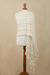 Alpaca blend shawl, 'Ivory Cascade' - Soft Ivory Boucle Shawl in Alpaca Blend (image 2b) thumbail