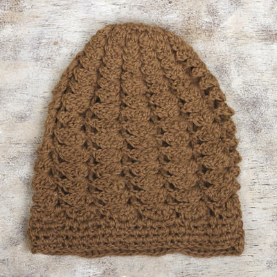 100% alpaca knit hat, Sepia Chic