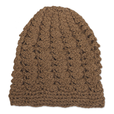 Warm 100% Alpaca Hat in Sepia