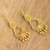 Gold-plated filigree chandelier earrings, 'Crescent Drop' - Peruvian Gold-Plated Filigree Chandelier Earrings (image 2b) thumbail