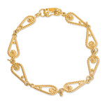 Gold-plated filigree link bracelet, 'Spiral Teardrops' - Gold-Plated Sterling Silver Filigree Link Bracelet