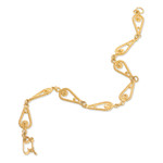 Gold-plated filigree link bracelet, 'Spiral Teardrops' - Gold-Plated Sterling Silver Filigree Link Bracelet