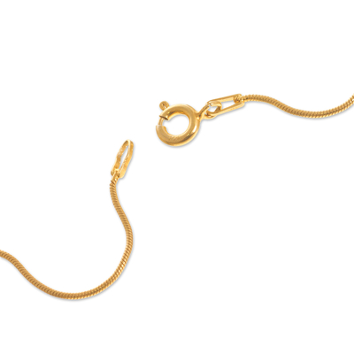Vergoldete, filigrane Halskette mit Anhänger - Peruanische filigrane, vergoldete Orchideen-Anhänger-Halskette