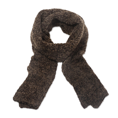 Soft Baby Alpaca Blend Scarf in Cocoa Brown