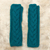 Alpaca blend fingerless mittens, 'Turquoise Teal Braid' - Andean Alpaca Blend Hand Knit Turquoise Fingerless Mittens (image 2) thumbail