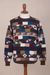 Men's 100% alpaca intarsia knit sweater, 'Adventure Geometry' - Geometric Intarsia Knit 100% Alpaca Men's Sweater (image 2c) thumbail