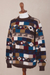 Men's 100% alpaca intarsia knit sweater, 'Adventure Geometry' - Geometric Intarsia Knit 100% Alpaca Men's Sweater (image 2d) thumbail