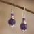 Amethyst beaded dangle earrings, 'Plum Pretty' - Sterling Silver and Amethyst Dangle Earrings (image 2) thumbail