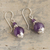Amethyst beaded dangle earrings, 'Plum Pretty' - Sterling Silver and Amethyst Dangle Earrings (image 2b) thumbail