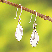 Sterling silver dangle earrings, 'Hint of Spring' - Sterling Silver Polished Leaf Dangle Earrings