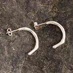 Sterling silver half hoop earrings, 'Minimus' - Sterling Silver Half Hoop Post Earrings from Peru