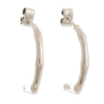 Sterling silver half hoop earrings, 'Minimus' - Sterling Silver Half Hoop Post Earrings from Peru