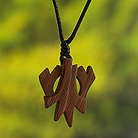 Wood pendant necklace, 'Autumn in Nature' - Unique Unisex Wood Pendant Necklace