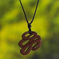 Wood pendant necklace, 'Natural Form'