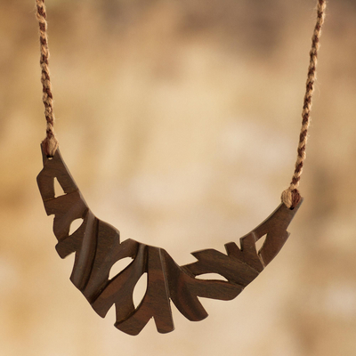 Wood pendant necklace, Mountain Muse