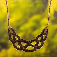 Wood pendant necklace, 'Nature's Lace' - Unique Wood Pendant Necklace from Peru