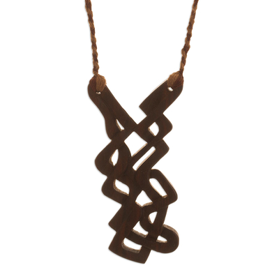 Long Wood Pendant Necklace