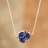 Sodalite pendant necklace, 'Simple Logic' - Natural Sodalite Pendant Necklace