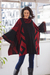 Alpaca blend knit poncho, 'Inca Claret' - Knit Alpaca Blend Red and Black Poncho (image 2b) thumbail