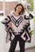 Alpaca blend knit poncho, 'Inca Heritage in Petal Pink' - Petal Pink and Black Alpaca Blend Knit Poncho thumbail