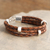 Sterling silver accent leather braided bracelet, 'Warm Illusion' - Sterling Silver Accent Brown Leather Braided Bracelet