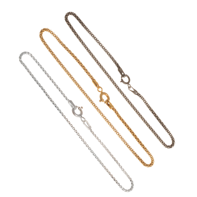 Mixed finish sterling silver bracelets, 'Glamorous Medley' (set of 3) - Gold and Sterling Silver Chain Bracelets (Set of 3)