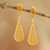 Gold plated filigree dangle earrings, 'Miraculous Tears' - Drop-Shaped 21k Gold Plated Silver Dangle Earrings from Peru thumbail