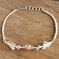 Opal pendant bracelet, 'Cypress Treasure' - Cypress Motif Pendant Bracelet with Pink Opal
