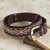 Wool-accented leather belt, 'Inca Ancestors' - Hand Loomed Wool Accent Leather Belt thumbail