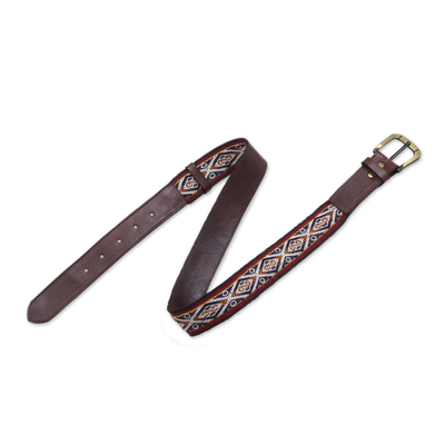 Hand Loomed Wool Accent Leather Belt