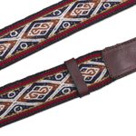 Wool-accented leather belt, 'Inca Ancestors' - Hand Loomed Wool Accent Leather Belt