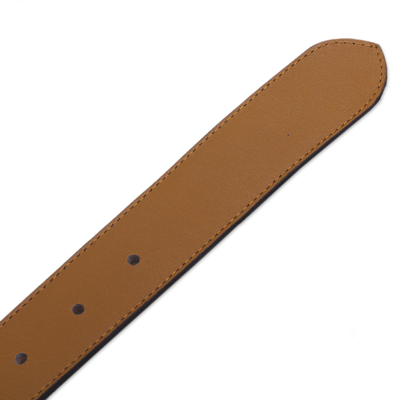 Wool-accented leather belt, 'Cusco Camel' - Camel Colored Leather and Wool Accent Belt