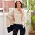 Baby alpaca blend poncho sweater, 'Effortless Chic in Ivory' - Ivory and Blue Poncho Sweater from Peru thumbail