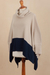 Baby alpaca blend poncho sweater, 'Effortless Chic in Ivory' - Ivory and Blue Poncho Sweater from Peru (image 2d) thumbail