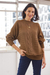 Alpaca blend sweater, 'Braided Sepia' - Warm Brown Braided Detail Alpaca Blend Sweater from Peru thumbail