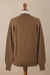 Jersey en mezcla de alpaca - Suéter de mezcla de alpaca con detalles trenzados en marrón cálido de Perú
