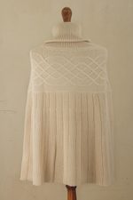 Knitted alpaca blend poncho, 'Natural Ivory' - Braided Detail Ivory Alpaca Blend Poncho from Peru