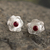 Rhodolite button earrings, 'Surco Rose' - Andean Rhodolite and Sterling Silver Rose Pendant Necklace