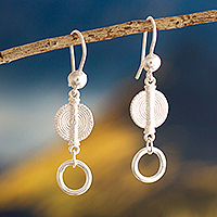 Sterling silver dangle earrings, 'Full Moon, New Moon' - Peruvian Sterling Silver Dangle Earrings