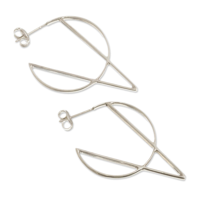 Sterling silver drop earrings, 'Brilliant Geometry' - Modern Geometric Sterling Silver Drop Earrings