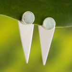 Opal drop earrings, 'Precious Swords' - Andean Opal and Silver Drop Earrings