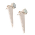 Opal drop earrings, 'Precious Swords' - Andean Opal and Silver Drop Earrings