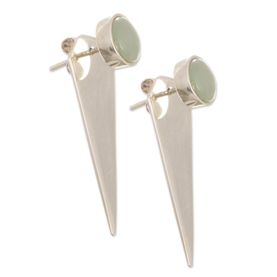 Opal drop earrings, 'Precious Swords' - Andean Opal and Silver Drop Earrings