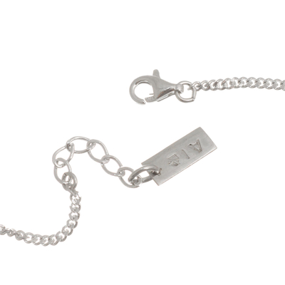 Sterling silver pendant bracelet, 'Forbidden Geometry' - Geometric Pendant Bracelet in Sterling Silver