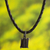Tourmaline pendant necklace, 'Monochrome Mystery' - Braided Black Leather Cord Tourmaline Pendant Necklace thumbail