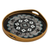 Reverse-painted glass tray, 'Andean Mandala in Silver' - Black and Silver Reverse-Painted Glass Tray