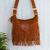 Wool-accented suede hobo bag, 'Urubamba Valley' - Rust Suede Shoulder Bag from Peru (image 2) thumbail